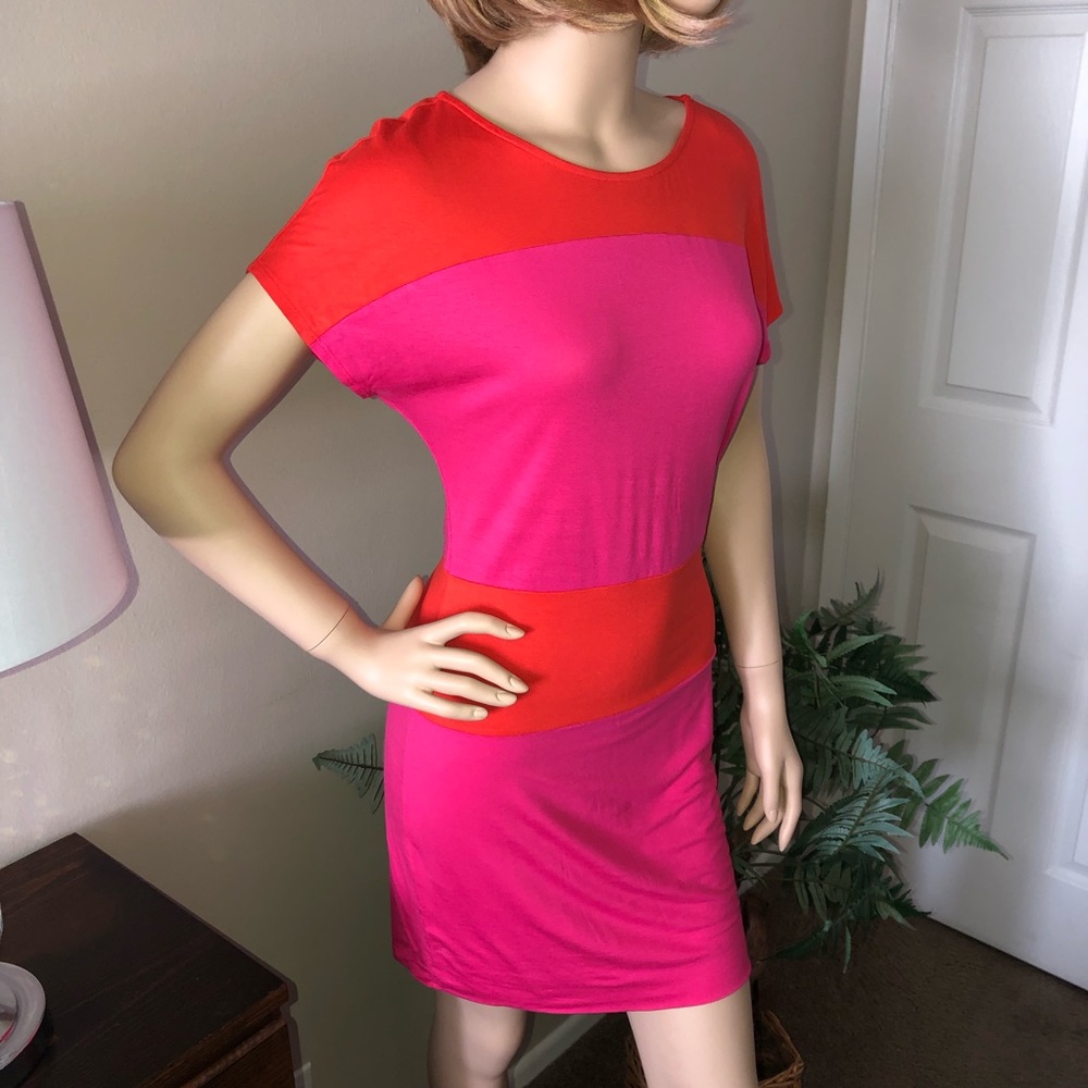 NWOT Hail3y:23 Pink & Orange Color Block Dress